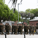 Recruits lining up in perfect, neat rows.